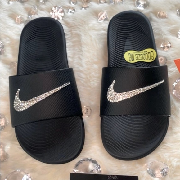 NIKE SLIDES w/Swarovski CRYSTALS - Picture 2 of 5